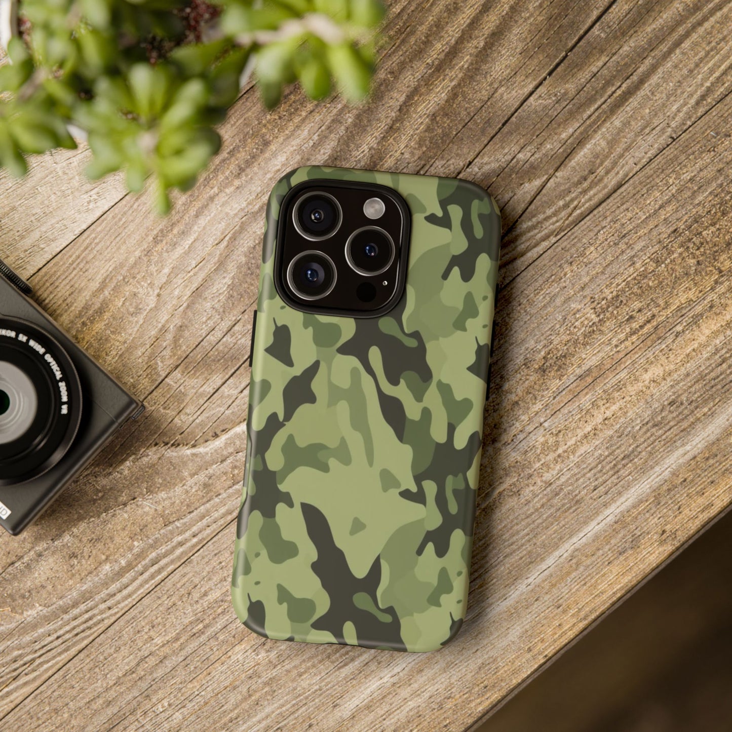 Camo Tough Phone Case — Military Green Protective iPhone Cover