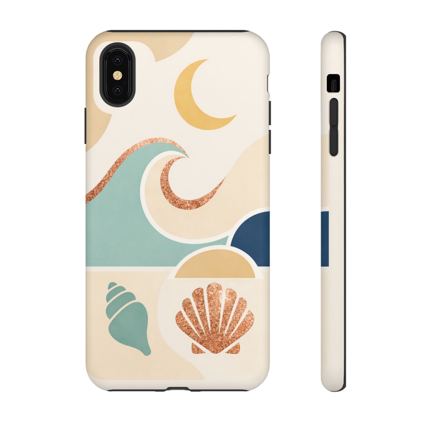 Sea Breeze Tough Phone Case — Retro Waves & Shells Design