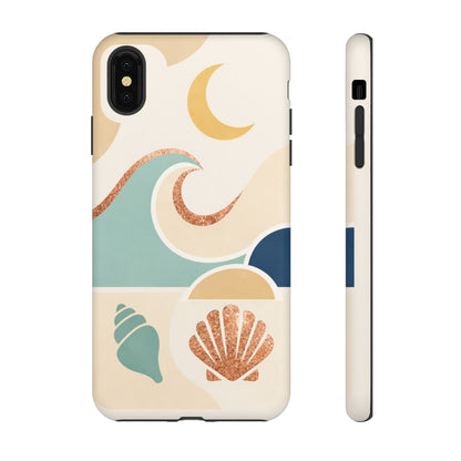 Sea Breeze Tough Phone Case — Retro Waves & Shells Design