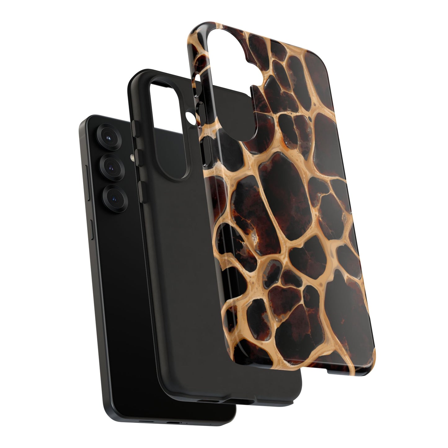 Phone Case — Brown Leather Dot Texture Rugged Protective Cover