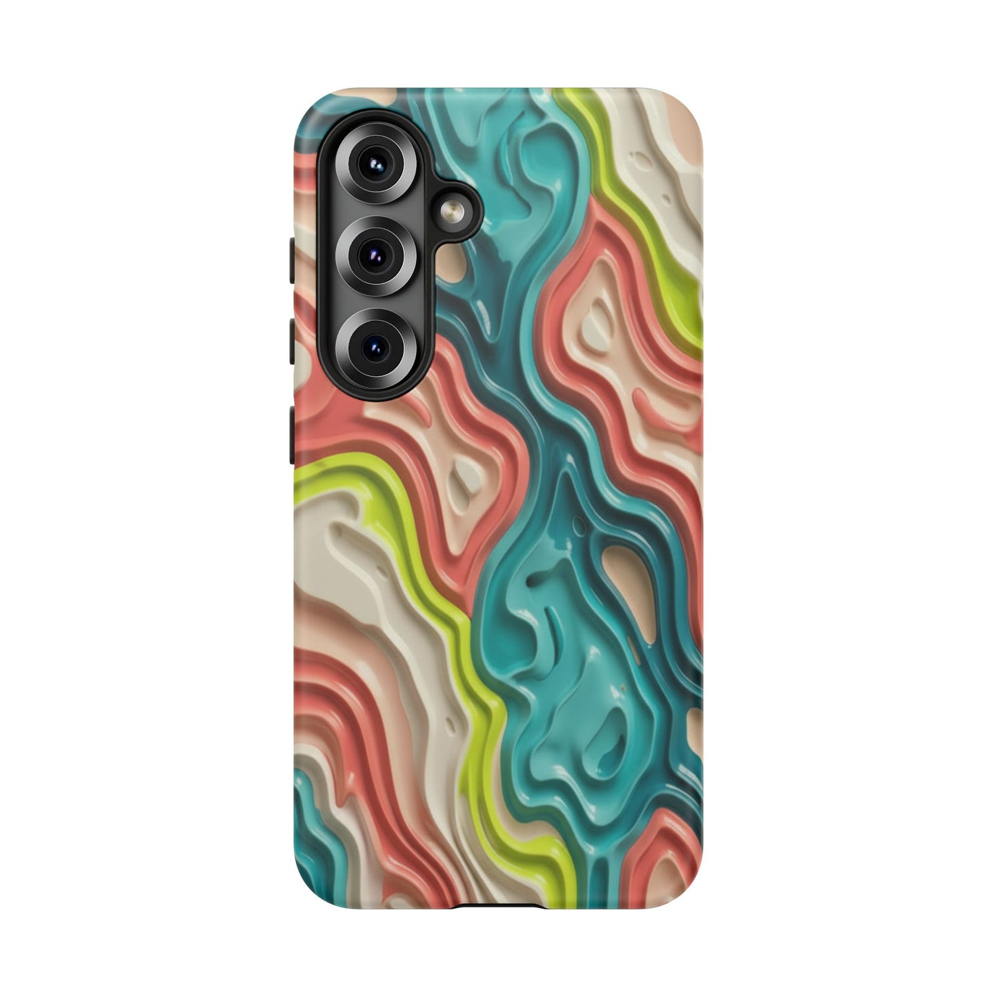 Abstract Contour Phone Case — Colorful Topographic Pattern Tough Case