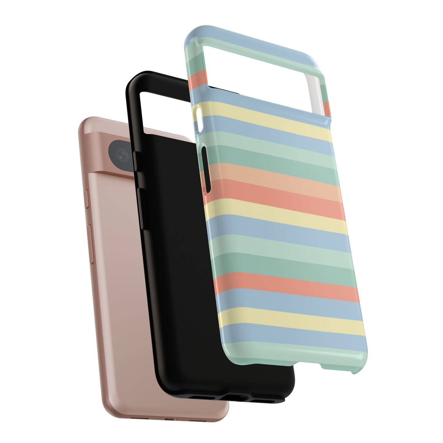 Pastel Striped Phone Case — Retro Horizontal Multi-Color Tough Case