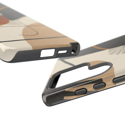 Abstract Earth Tone Phone Case — Mid-Century Minimalist Tough Case