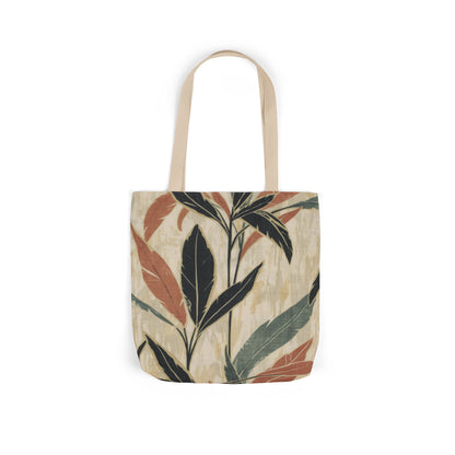 Botanical Canvas Tote Bag — Earth Tones Leaf Print