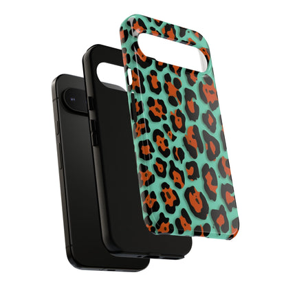 Teal & Rust Leopard Phone Case — Tough Protective Animal Print