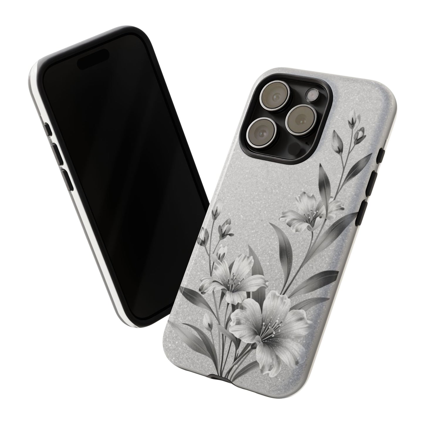 Floral Monochrome Phone Case — Elegant Black & White Lily Design