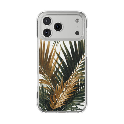 Clear Magnetic Phone Case with Tropical Palm Leaves Design