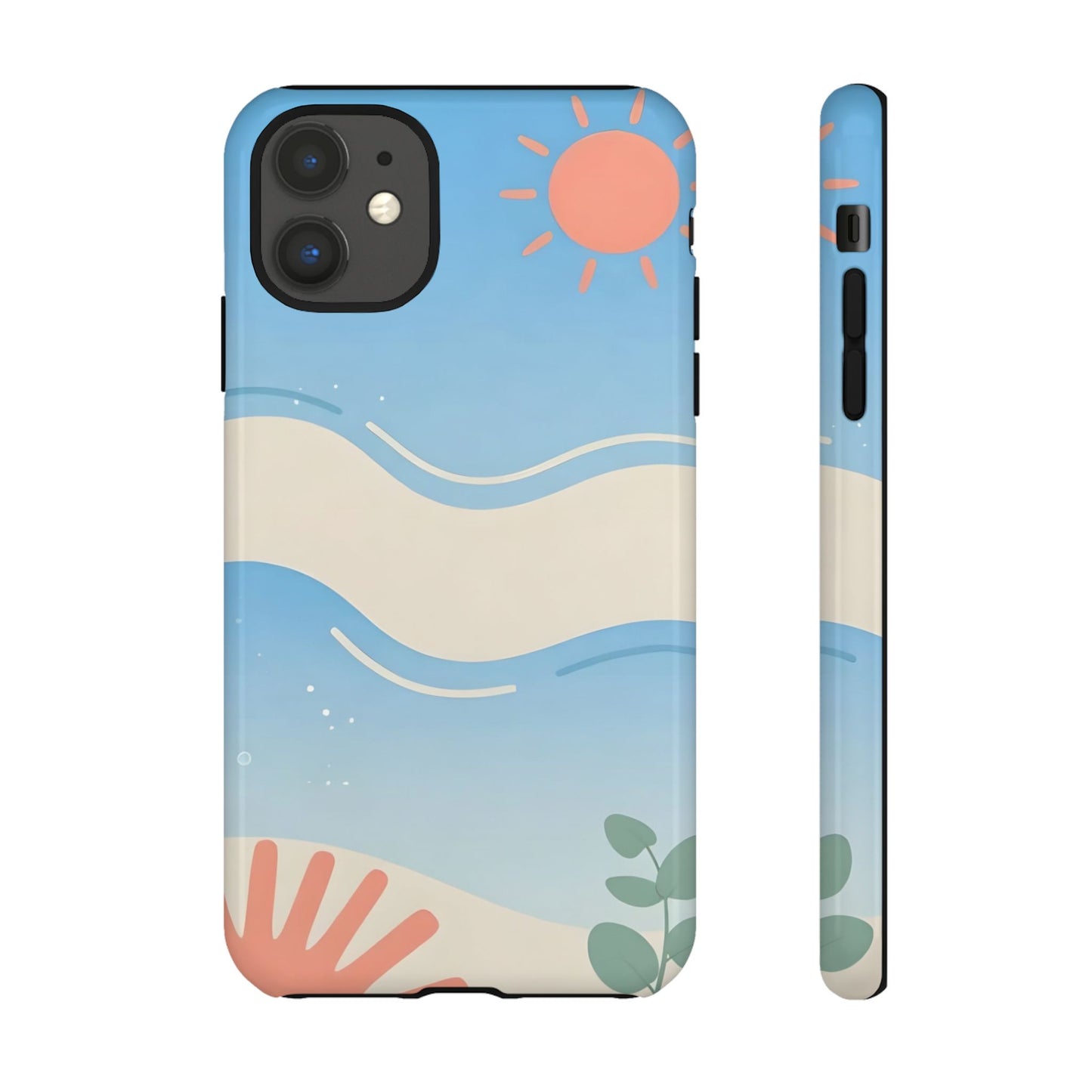 Beach Waves Tough Phone Case — Summer Sun & Seashell Protective Cover