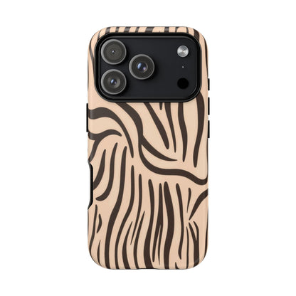 Zebra Stripe Tough Phone Case – Neutral Animal Print Protective Cover