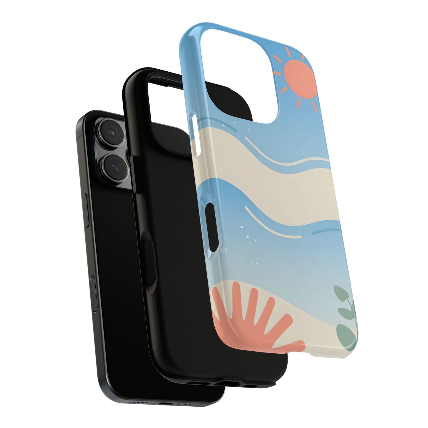 Beach Waves Tough Phone Case — Summer Sun & Seashell Protective Cover