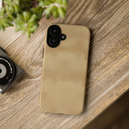Tan Distressed Leather Texture Phone Case — Rugged Protective iPhone Cover