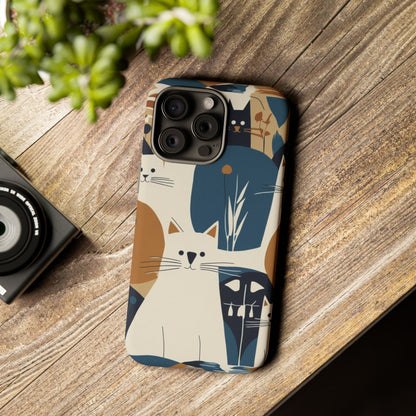 Cat Pattern Phone Case – Retro Abstract Cats Protective iPhone Cover