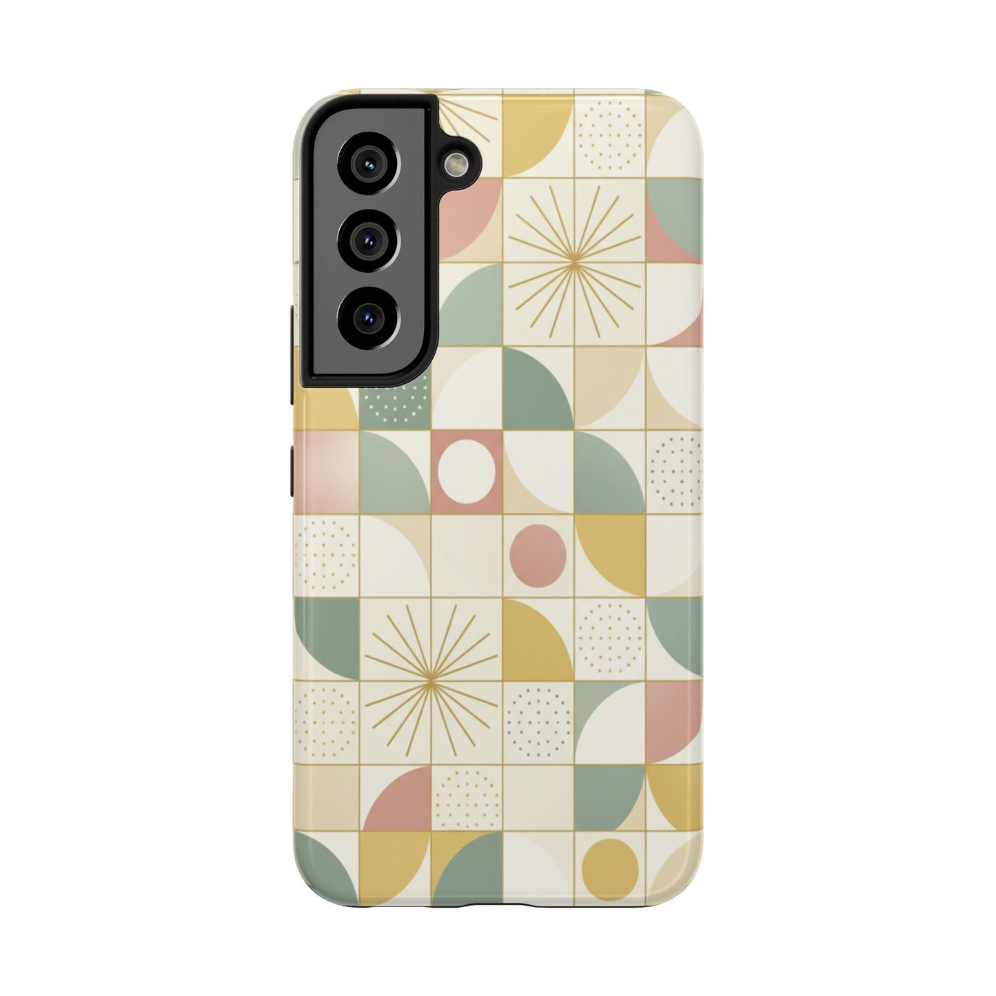 Retro Geometric Tough Phone Case — Pastel Midcentury Pattern