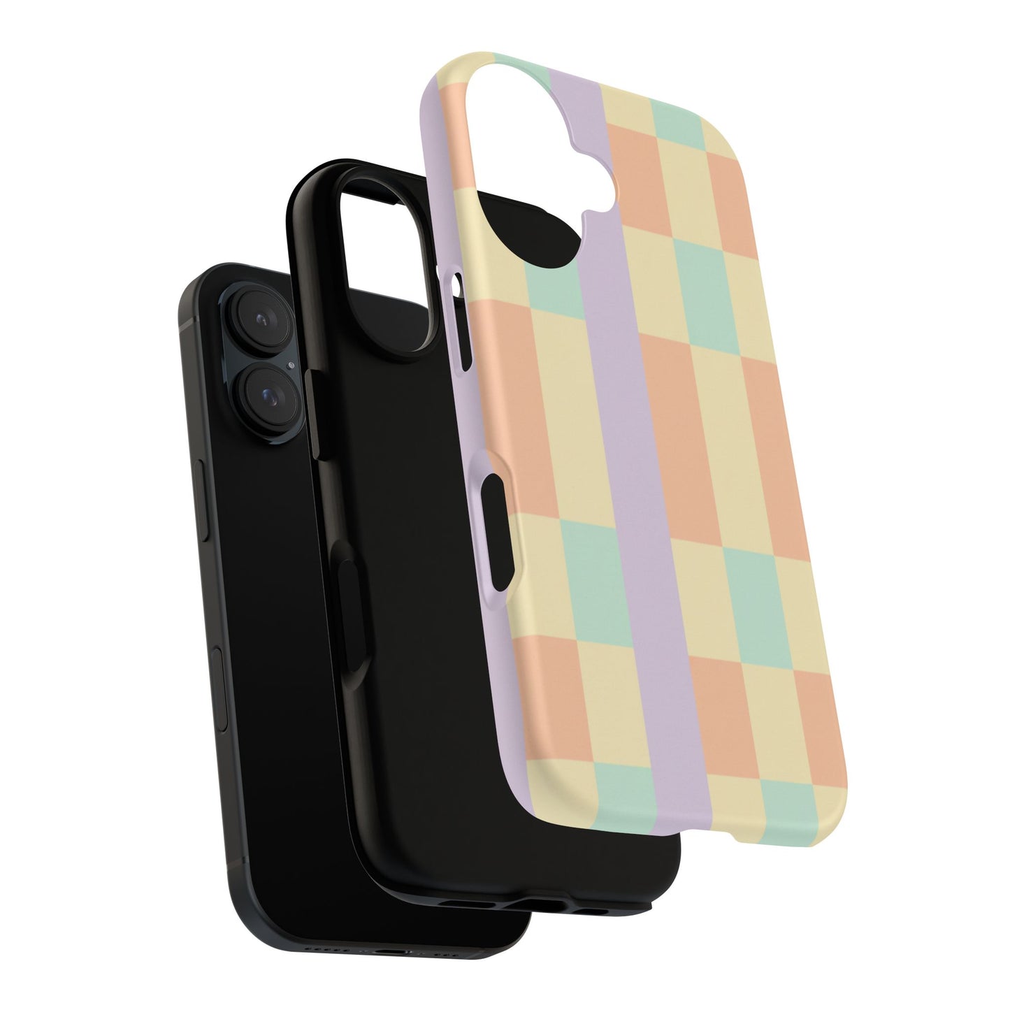 Pastel Checkered Phone Case — Retro Stripe Tough Case