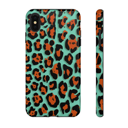 Teal & Rust Leopard Phone Case — Tough Protective Animal Print