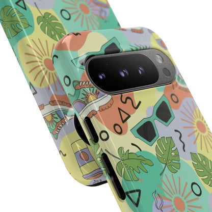 Tropical Summer Phone Case — Retro Sunglasses, Sneakers & Palm Pattern