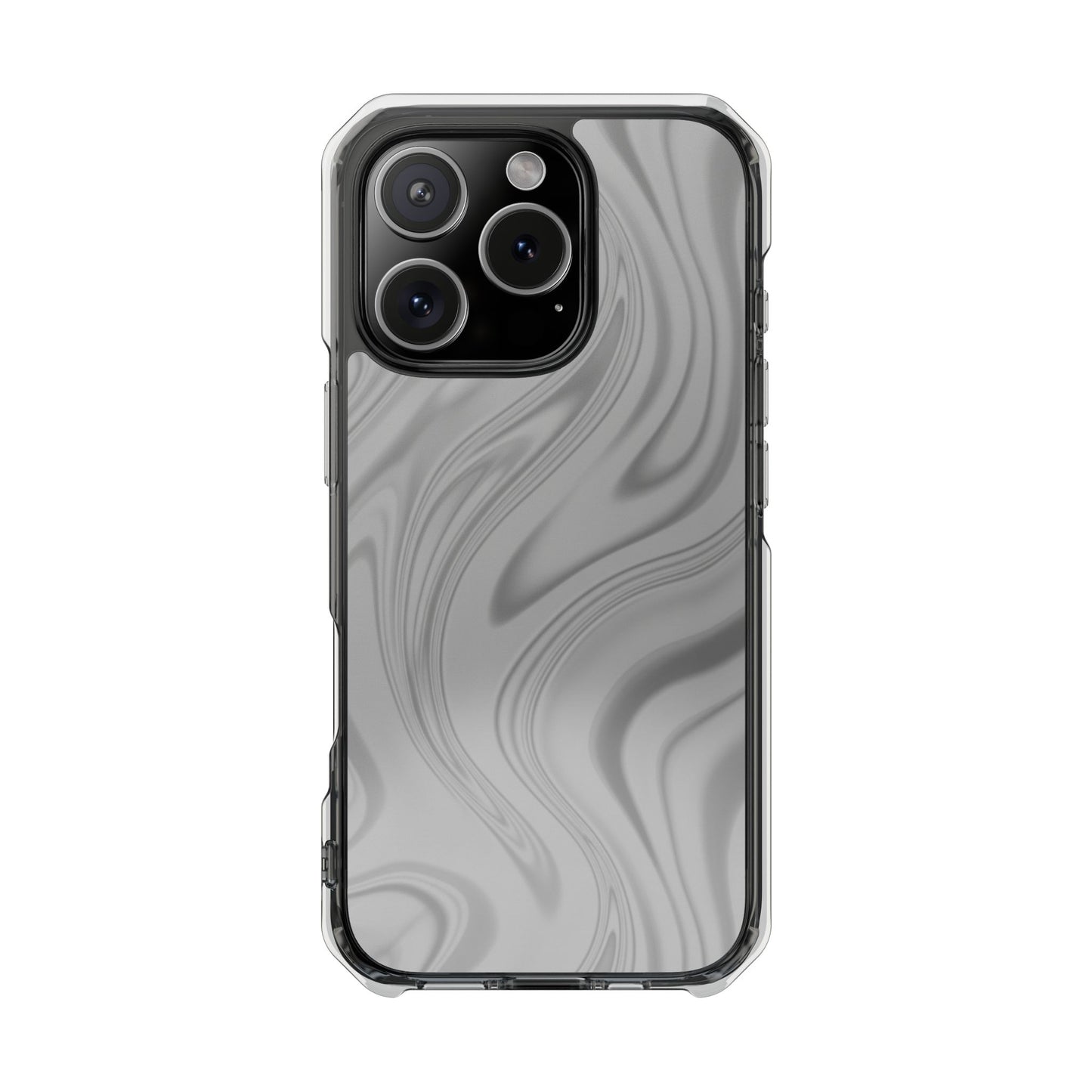 Clear Magnetic Impact Phone Case — Gray Marble Swirl