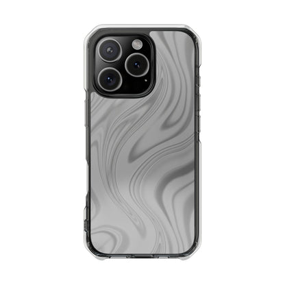 Clear Magnetic Impact Phone Case — Gray Marble Swirl