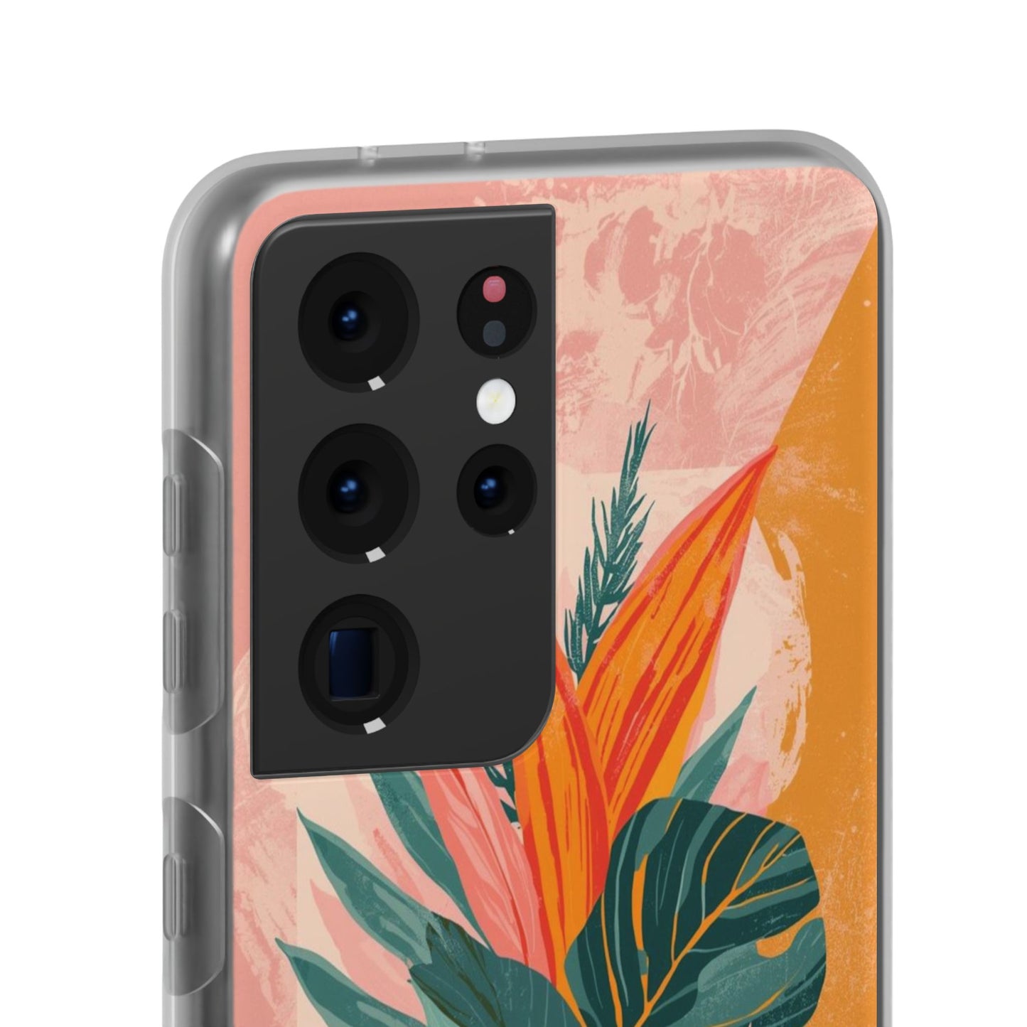 Tropical Botanical Phone Case — Pink & Orange Floral Flexi Case