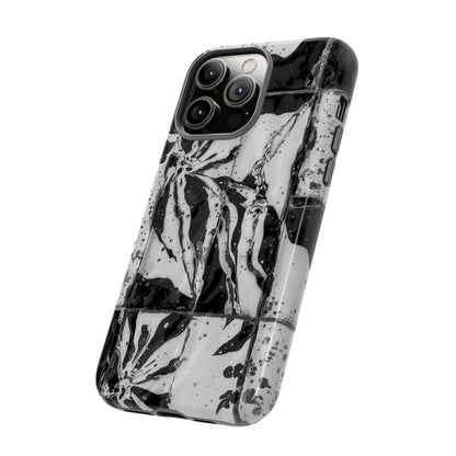 Monochrome Tile Floral Tough Phone Case