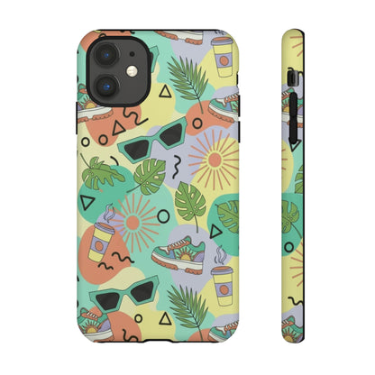 Tropical Summer Phone Case — Retro Sunglasses, Sneakers & Palm Pattern