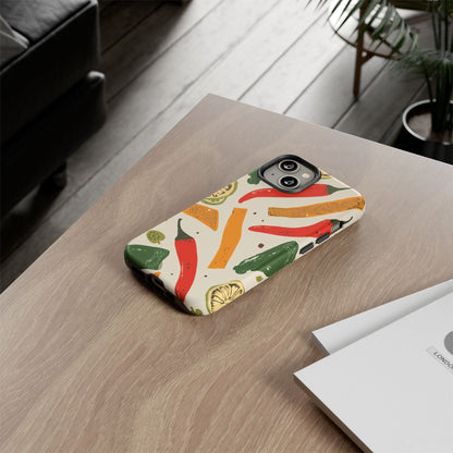 Spicy Peppers Phone Case – Colorful Chili, Lime & Citrus Pattern