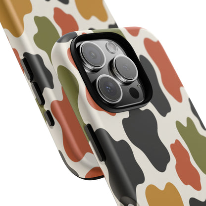 Camouflage Pattern Tough Phone Case – Retro Olive, Rust & Mustard Protective Cover
