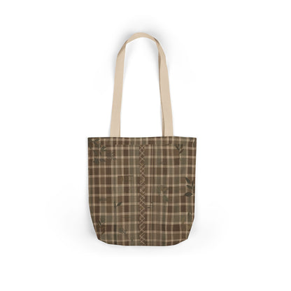 Plaid Canvas Tote Bag — Brown Rustic Checkered Market Bag