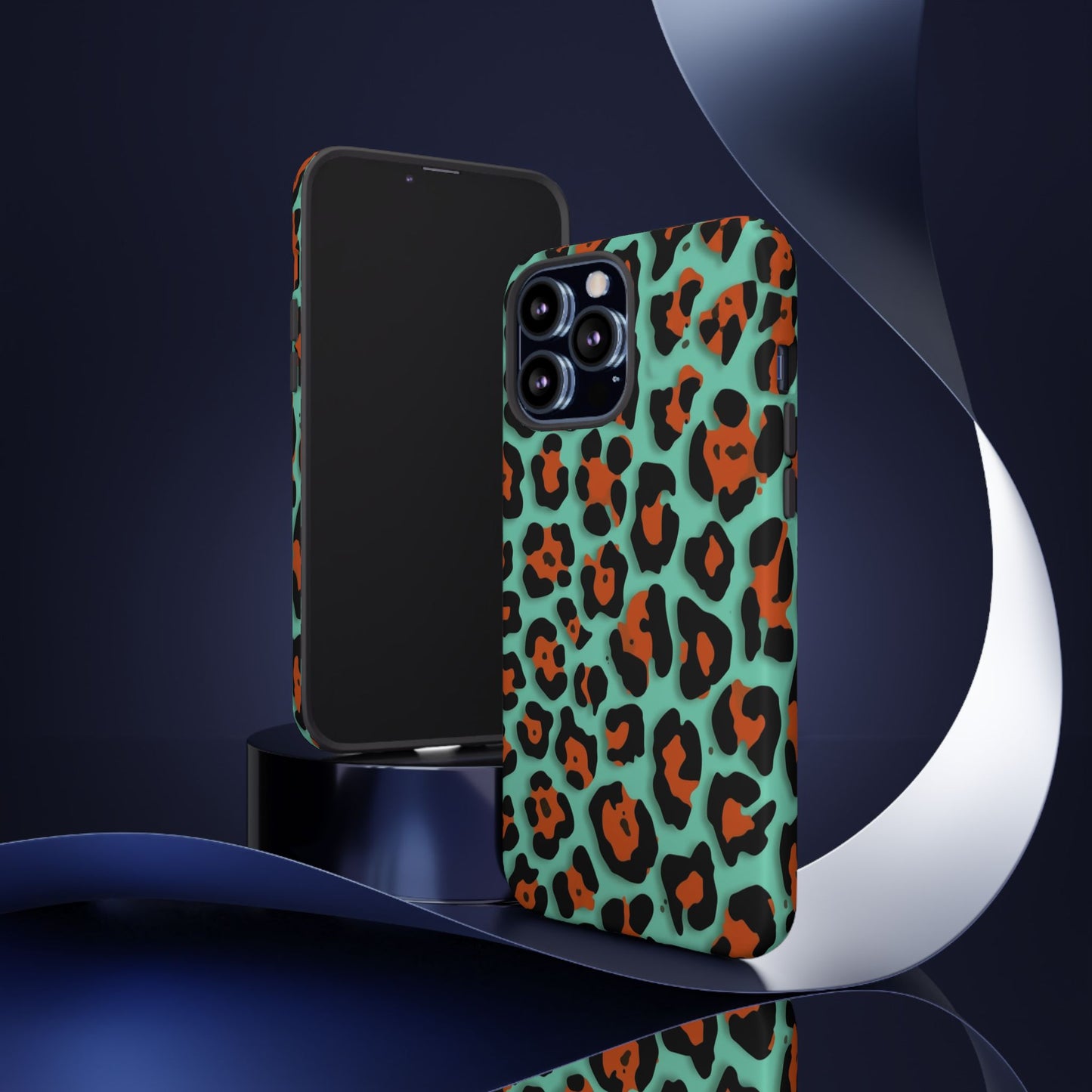 Teal & Rust Leopard Phone Case — Tough Protective Animal Print