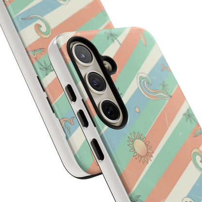 Surf Stripe Tough Phone Case — Retro Beach Waves Pattern