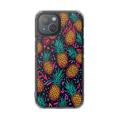 Clear Magnetic Phone Case — Tropical Pineapple Pattern