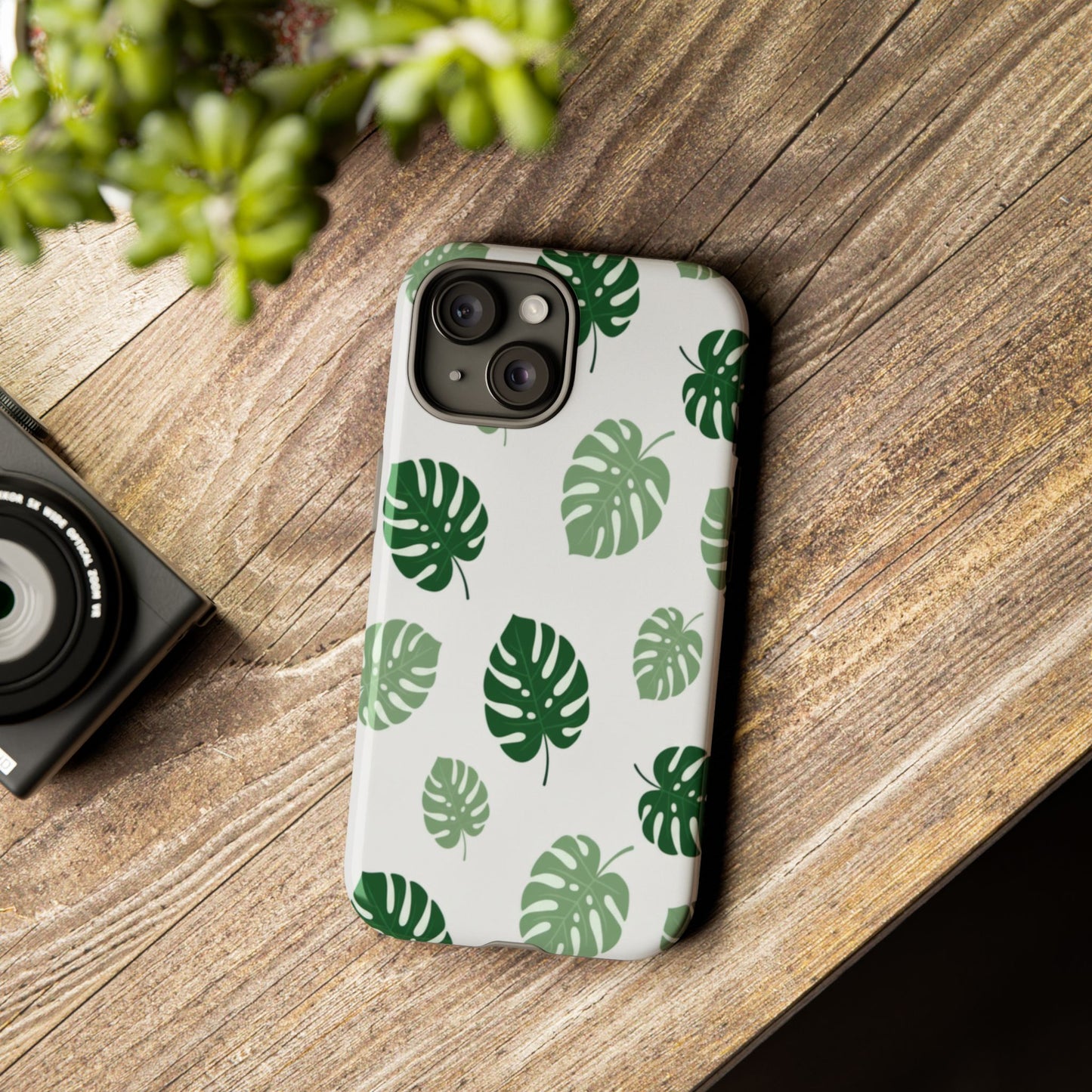 Monstera Leaf Phone Case — Tropical Green Pattern Tough Case