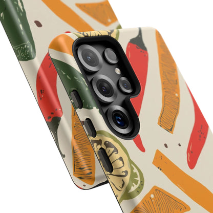 Spicy Peppers Phone Case – Colorful Chili, Lime & Citrus Pattern