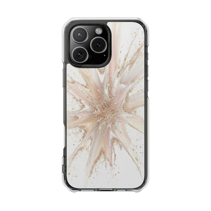 Clear Magnetic Impact Phone Case — Neutral Gold Starburst Design