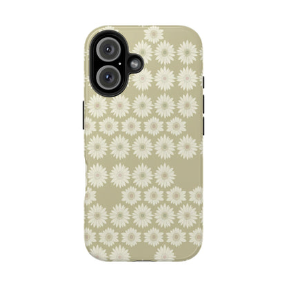 Daisy Pattern Tough Phone Case — Protective Floral iPhone Cover