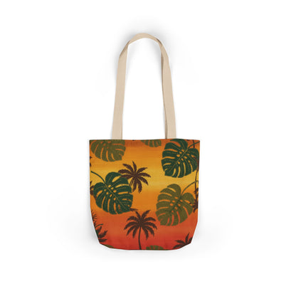 Tropical Palm Leaf Canvas Tote — Sunset Beach Market Bag