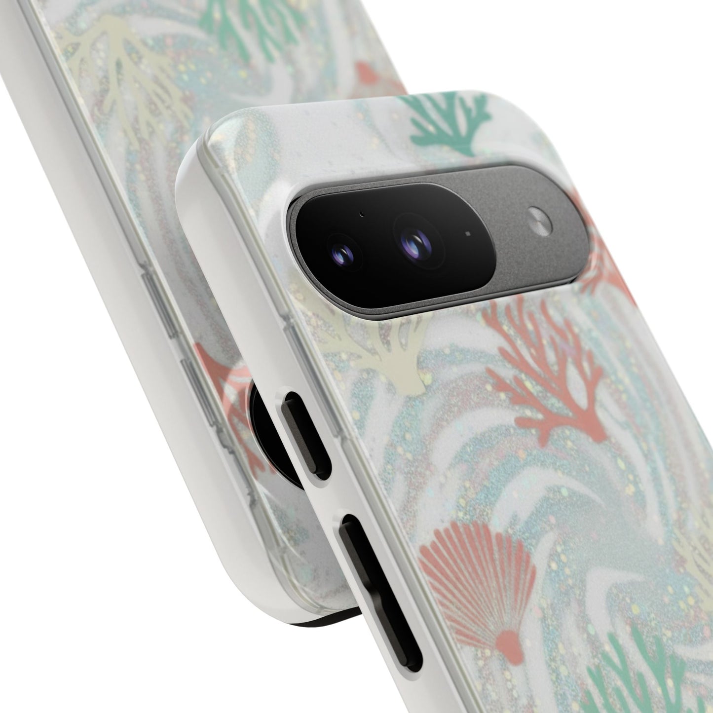 Seafoam Coral Tough Phone Case - Pastel Ocean Wave Design