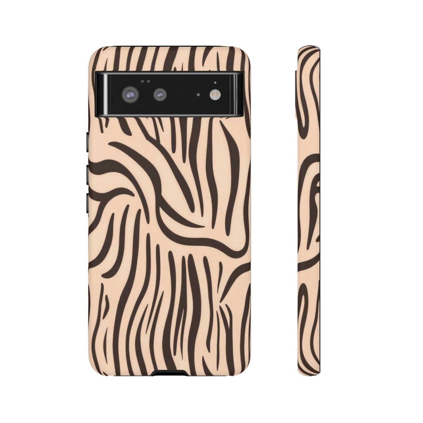 Zebra Stripe Tough Phone Case – Neutral Animal Print Protective Cover