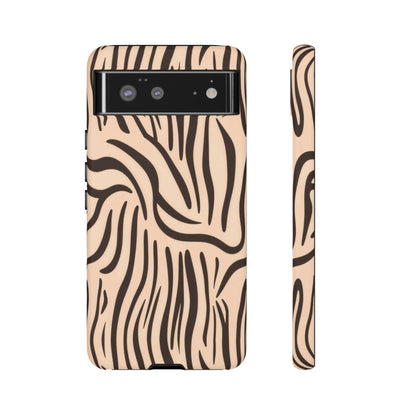 Zebra Stripe Tough Phone Case – Neutral Animal Print Protective Cover