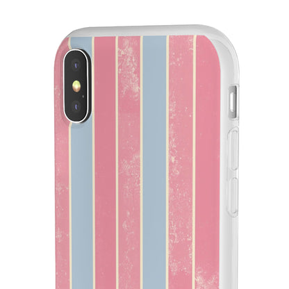 Striped Pink & Blue Phone Case — Retro Pastel Flexi Case