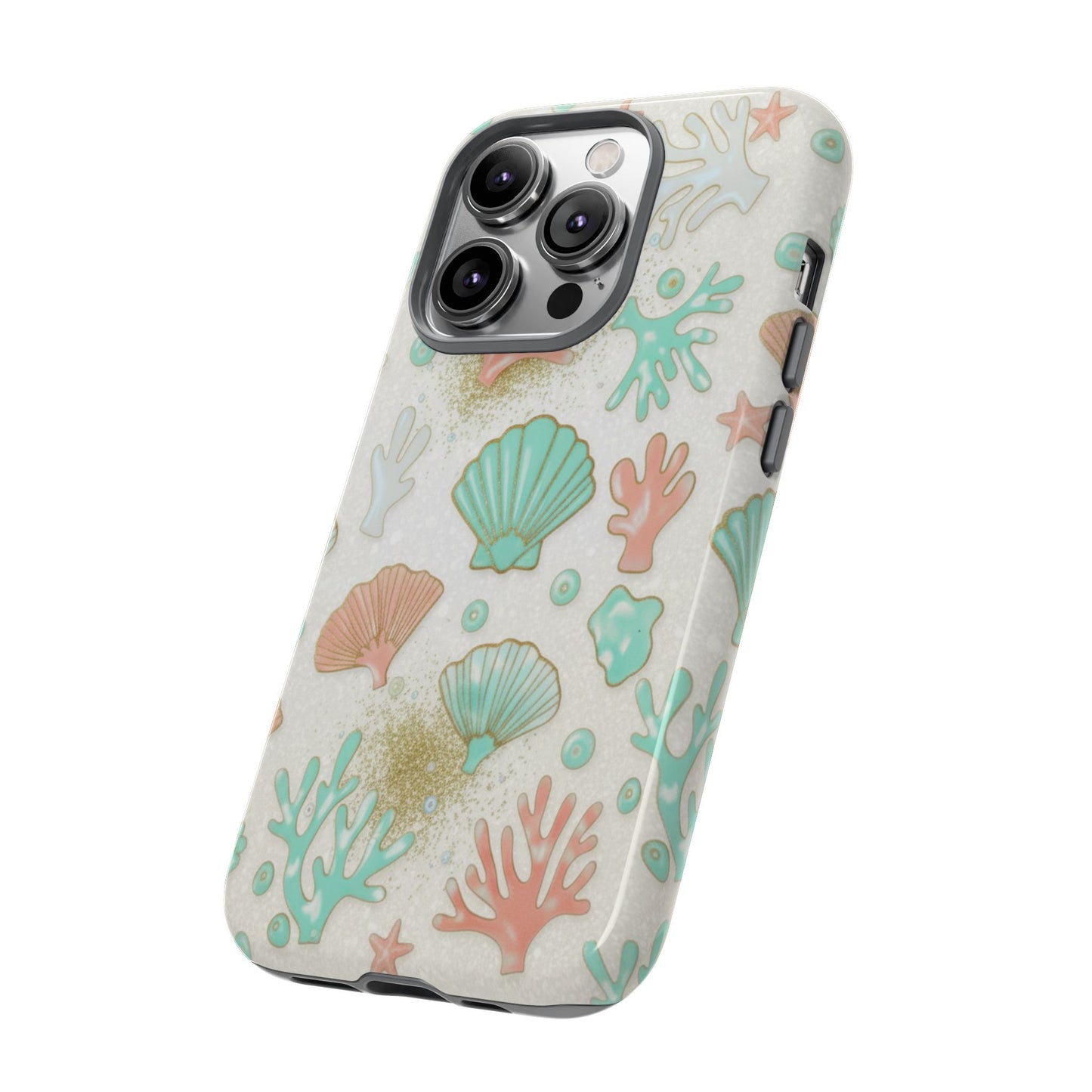 Seashell Coral Phone Case — Pastel Beach Shells Protective Tough Case