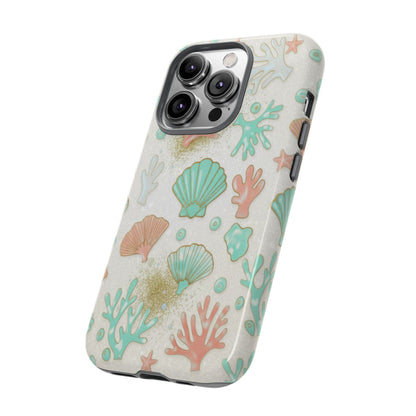 Seashell Coral Phone Case — Pastel Beach Shells Protective Tough Case