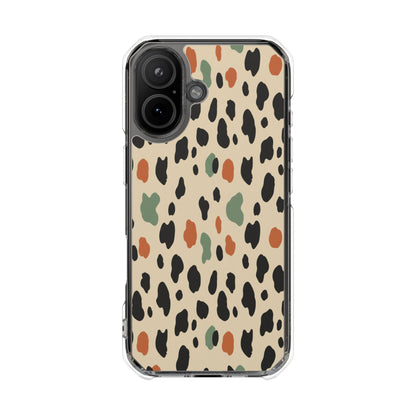 Clear Magnetic Impact Phone Case — Neutral Multicolor Leopard Print