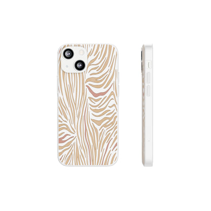 Neutral Zebra Print Flexi Case — Beige & Rose Gold Animal Pattern Phone Cover