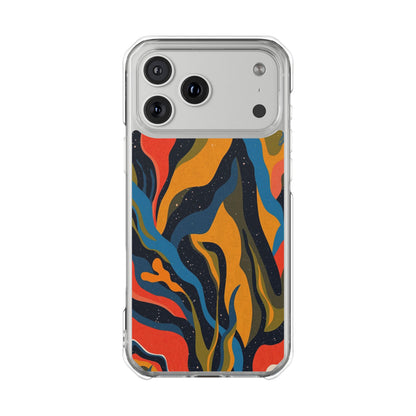 Clear Magnetic Phone Case — Retro Swirl Abstract Design