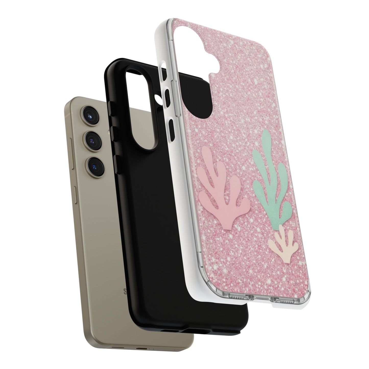 Pink Glitter Seaweed Tough Case - Sparkle Protective Phone Cover