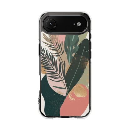 Clear Magnetic Phone Case — Abstract Botanical Leaves Design