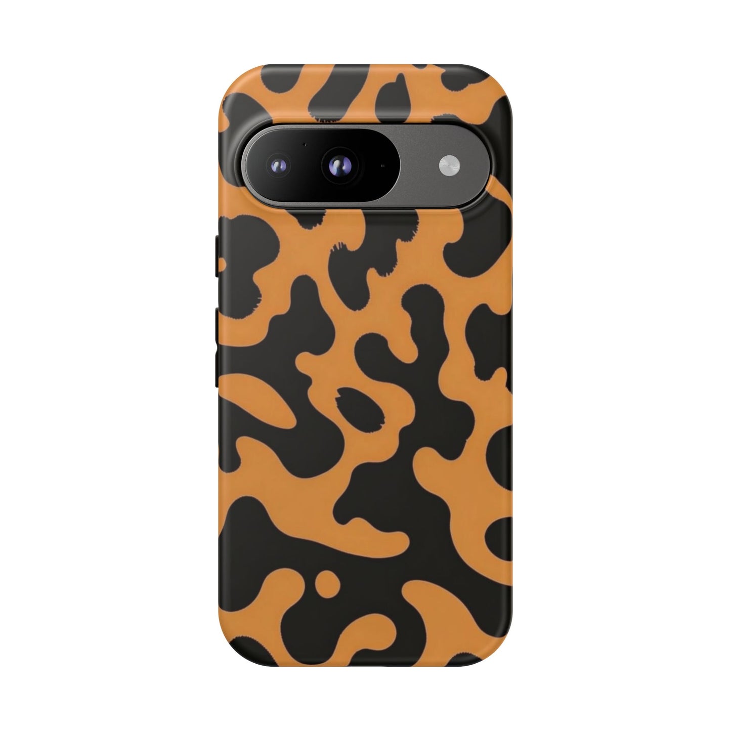 Leopard Print Phone Case — Orange & Black Tough Pattern Protective Cover