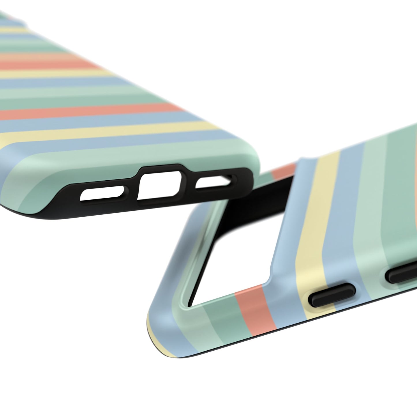 Pastel Striped Phone Case — Retro Horizontal Multi-Color Tough Case