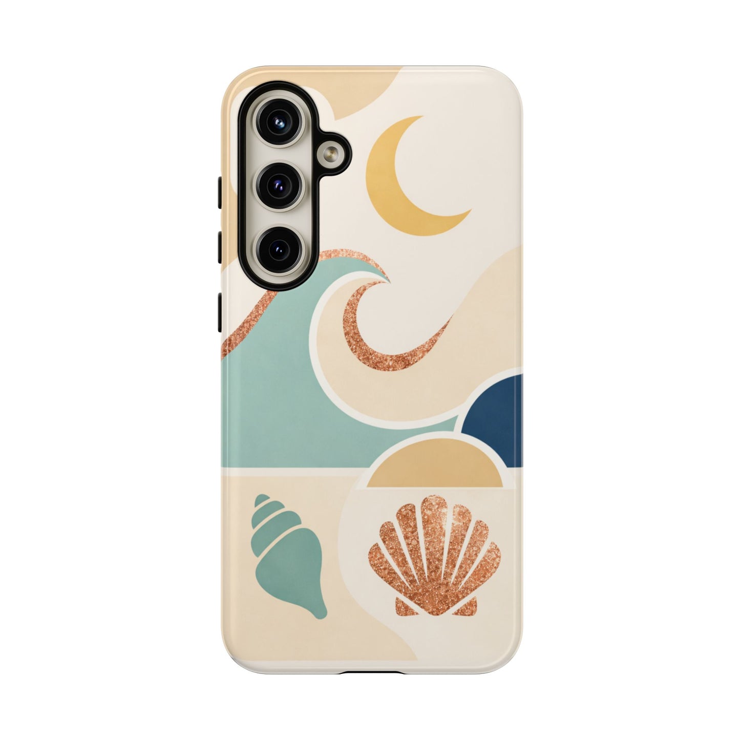 Sea Breeze Tough Phone Case — Retro Waves & Shells Design